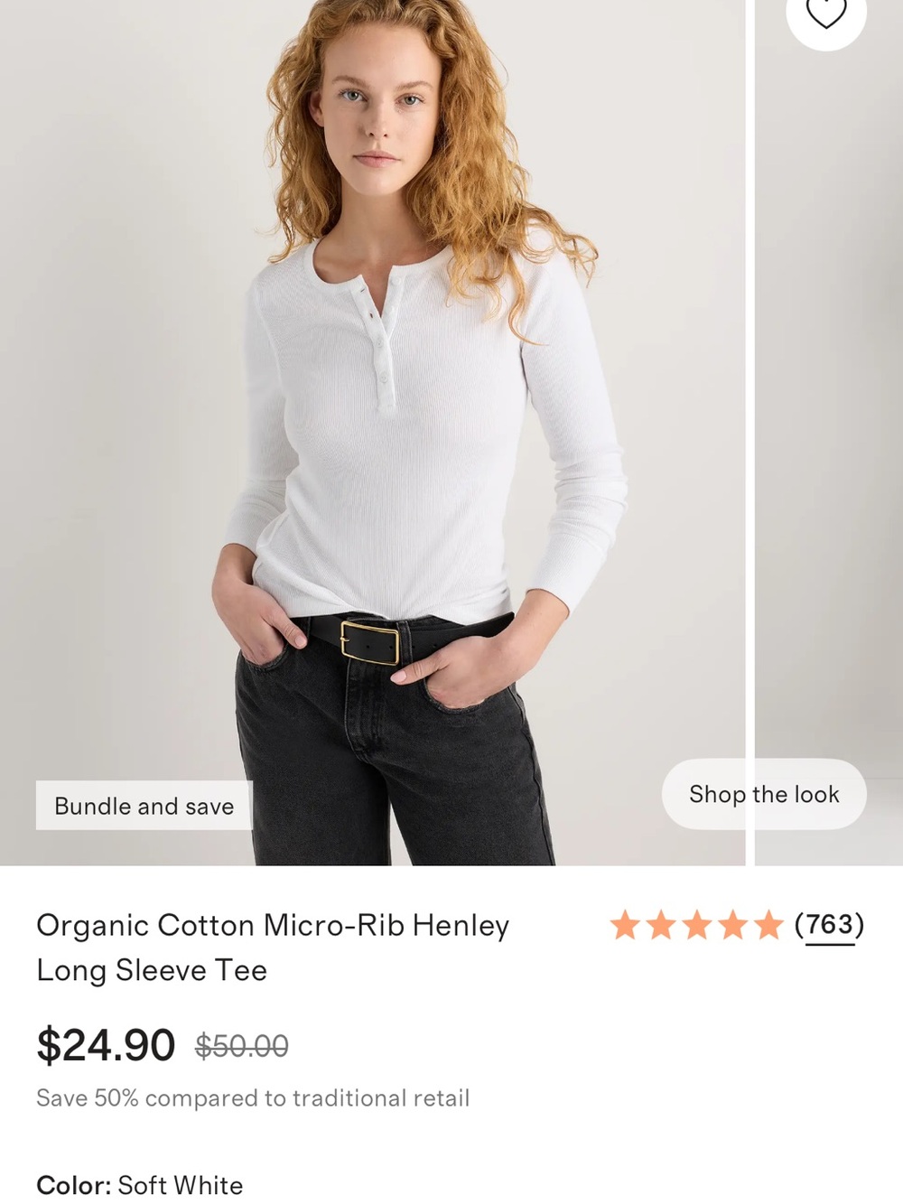Quince Cotton Micro-Rib Henley Long Sleeve Tee - Size M